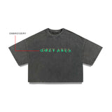 MULTI-LOGO CROPPED T-SHIRT (EMBROIDERED)